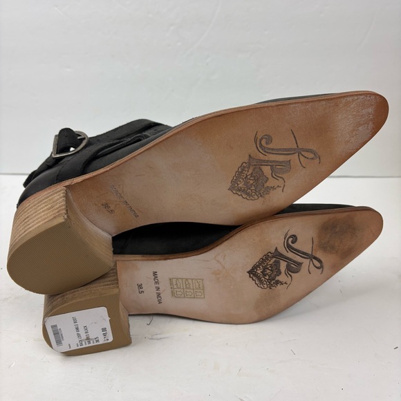 NWT Free People Black Looped Ankle Boot Strappy Pointed Toe Womens size 38.5 8.5 - Picture 9 of 11